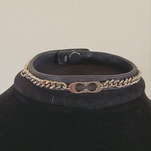 Coach Leather and Silver Chain Bracelet.
